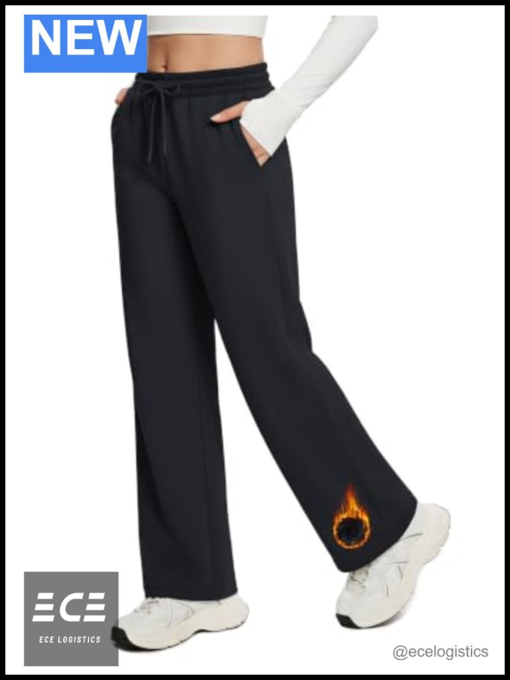 Fleece Lined Straight Leg Sweatpants Drawstring High Rise Active Pants